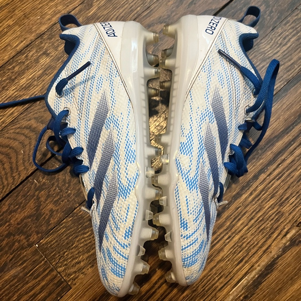 Adidas Kids White and Blue Cleats